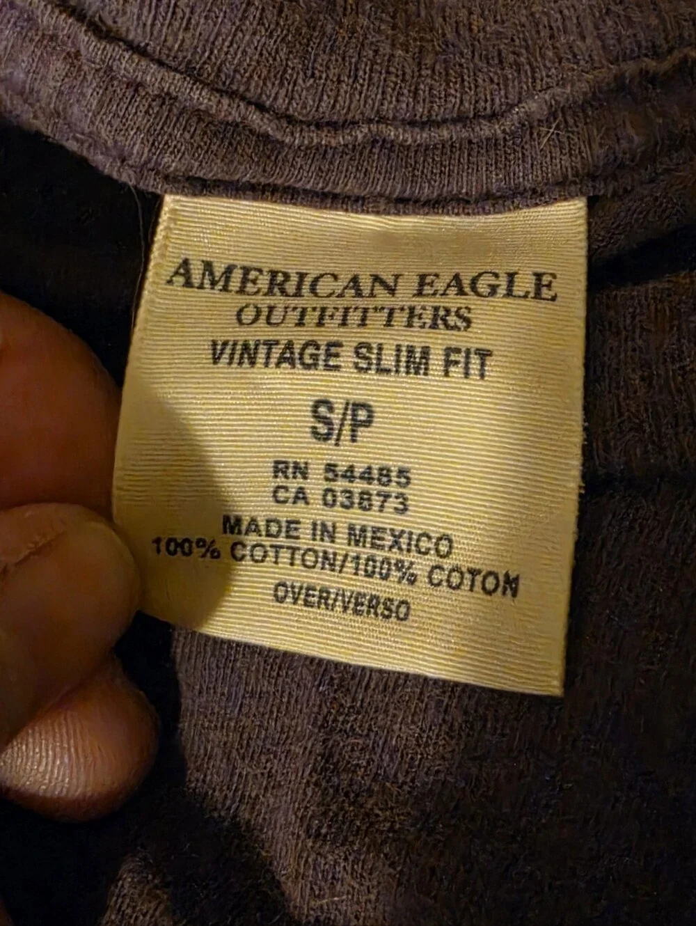 American Eagle Outfitters Purple Short-Sleeve Tee with Yellow Logo Size Small